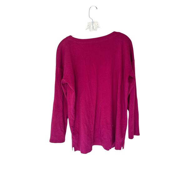 J. Jill Burgundy Basic Soft Simple Supima Scoop Neck Tunic Top Size Medium - Picture 8 of 11